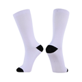 Blank white crew sock CS-PS02 with black heel and toe, ready for sublimation and 360 digital printing